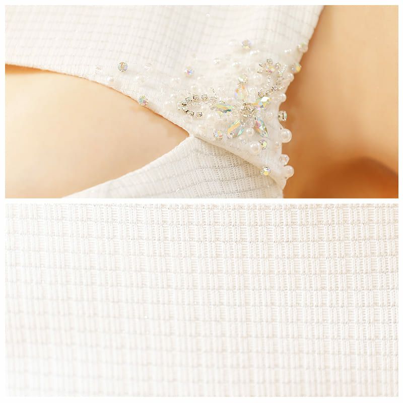 【Angel R/エンジェルアール】サイドスピンドル バストオープンビジュー ノースリーブ タイトミニドレス