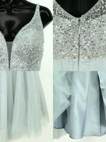 【LaLaTulle USA/インポート】スパンコール キャミソール ワンカラー チュール フレア ミニドレス