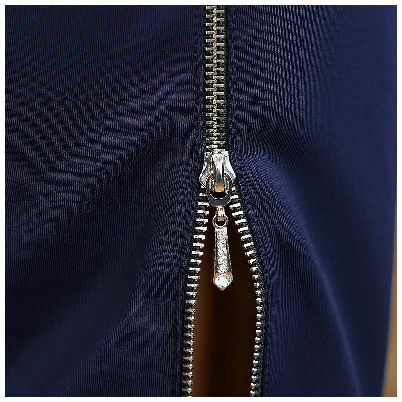 【Veautt/ヴュート】ワンカラースリットファスナーノースリーブひざ丈ドレス (VT14238)