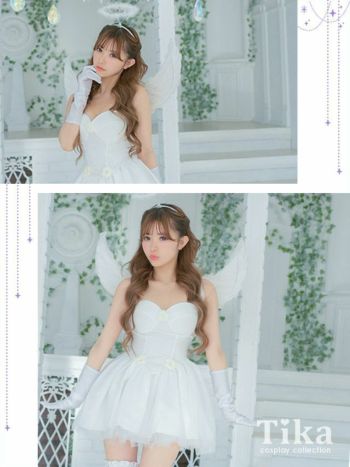 コスプレ 羽付き ホワイト エンジェル コスプレ衣装 5点セット