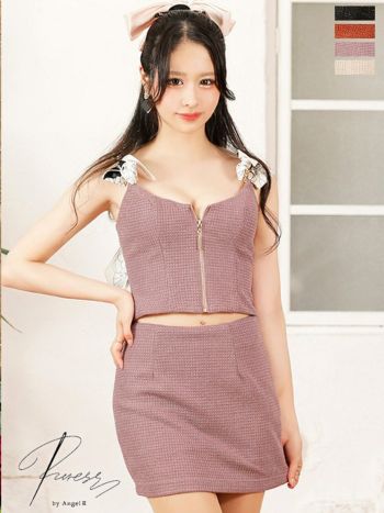 【PURESS/ピュアレス】ジップ シンプル スカーフ セットアップ タイトミニドレス