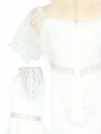 コスプレ ガーリー バニー ふわふわ ペア 体型カバー フレア スカート ホワイト レース 衣装4点セット