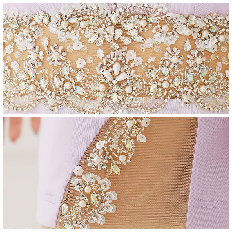 【Angel R/エンジェルアール】ビジュー セクシー 長袖 シースルー袖 スパンコール タイトミニドレス