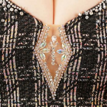 【Angel R/エンジェルアール】バスト ダイヤビジュー ミックスチェック タイトミニドレス