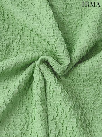 【IRMA/イルマ】フロント ジップ ウエストカット ワンカラー ストレッチ ノースリーブ フレアミニドレス