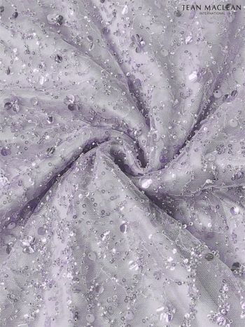 【JEANMACLEAN/ジャンマクレーン】シンプル パステルチュール ラメデザイン ロングドレス