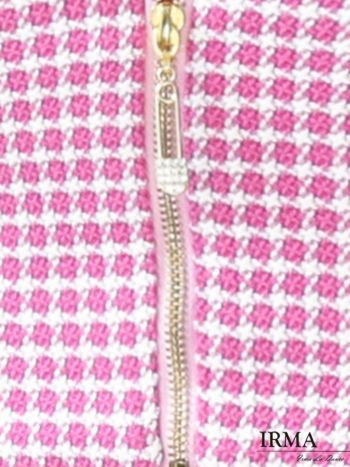 【IRMA/イルマ】フロントジップ ポケットデザイン セットアップ チェック ウエストカット タイトミニドレス