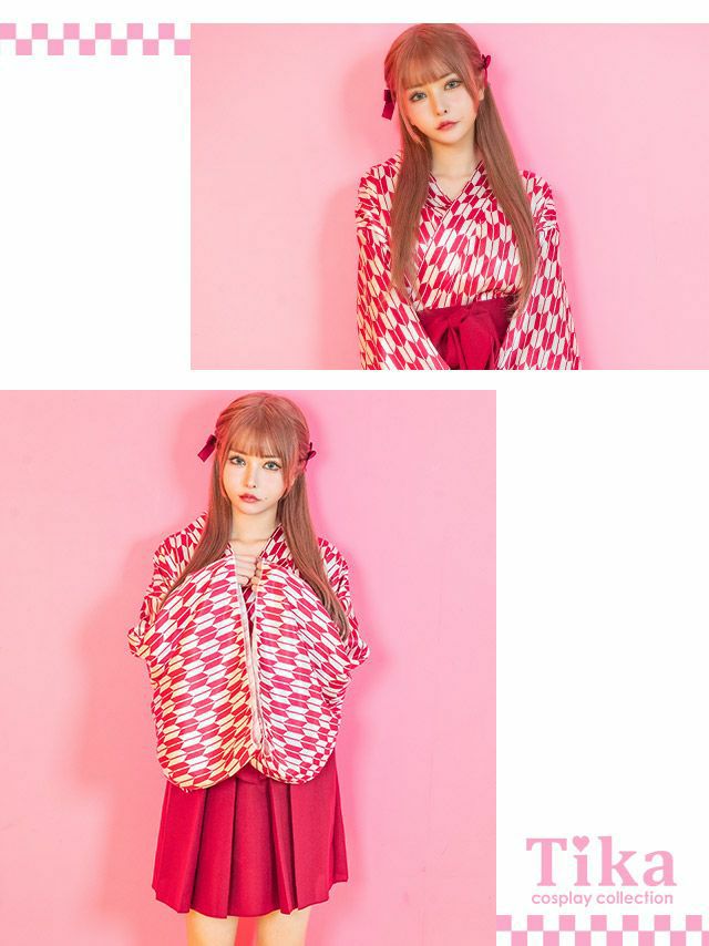 コスプレハイカラ ガール 和装 体型カバー ミニ丈 ペア 衣装2点セット