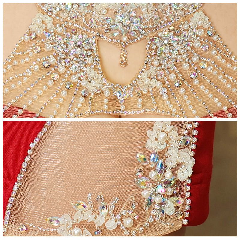 【Angel R/エンジェルアール】パールビジューチャーム ホルターネック バスト デコルテライン タイトミニドレス(AR22358)