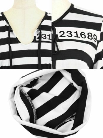 フリル 体型カバー フレアスカート長袖 囚人 衣装2点セット