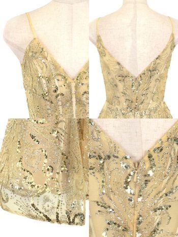 【LaLaTulle USA/インポート】 キャミソール スパンコール 刺繍 ゴージャス フレアミニ バースデー ドレス