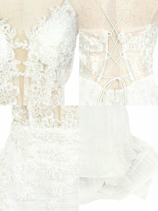 シアーフラワー 刺繍ラメ キャミソール マーメイド ロング バースデードレス