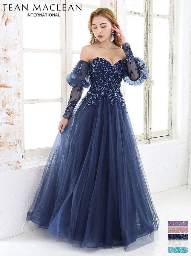 JEANMACLEAN/ジャンマクレーン】袖あり ベアトップ 刺繍 ビーズ 