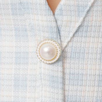 チェック柄 シースルーメッシュスリーブ バストオープン パールボタン タイトミニドレス 