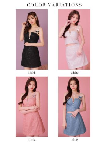 ROBE de FLEURS ローブドフルール セットアップドレス fm3415 XSサイズあり】スパンコールレースセットアップキャミキャバ