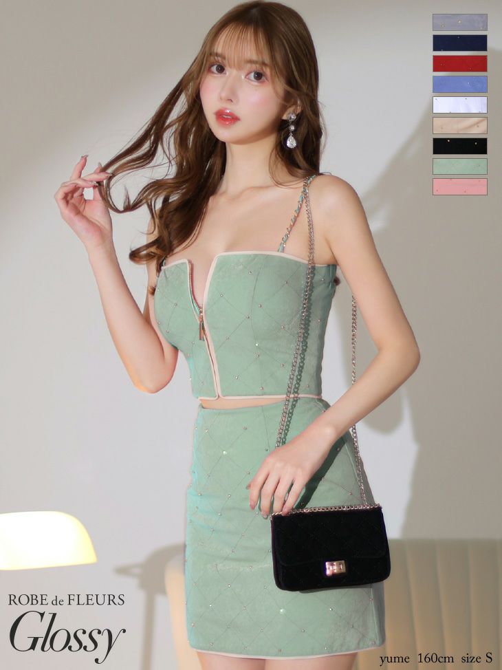 【美品】高級フロントジッパーキャミソールウエストジップデザインタイトミニドレス 美品】高級フロントジッパーキャミソールウエストジップデザイン