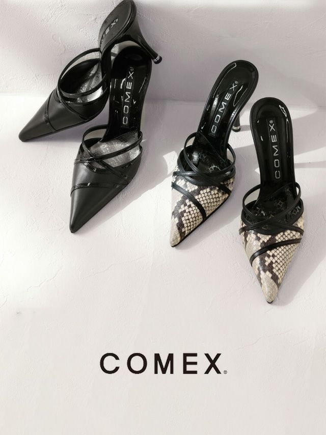 COMEX/コメックス】キャバヒール パイソン ミュール ピンヒール ポイン 