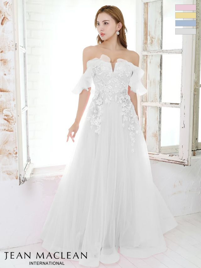 JEANMACLEAN/ジャンマクレーン】オフショルダー ワンカラー フラワー  