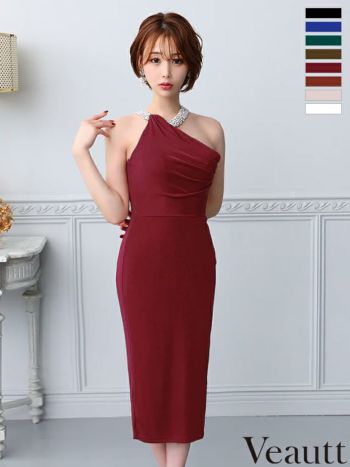 Veautt/ヴュート】ジップデザイン スリット タイト シンプル ドレープ