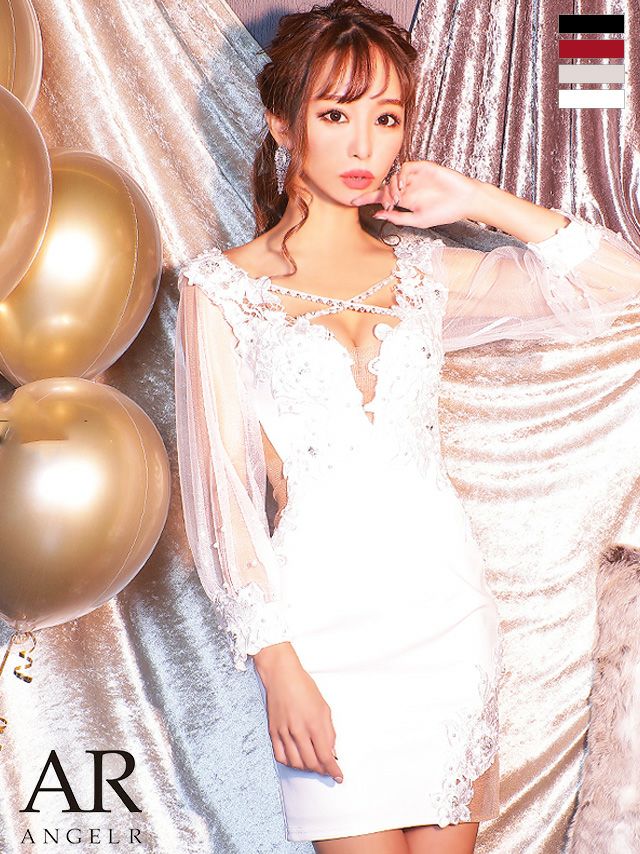 Angel R/エンジェルアール】キュート メッシュスリーブ×フラワー刺繍