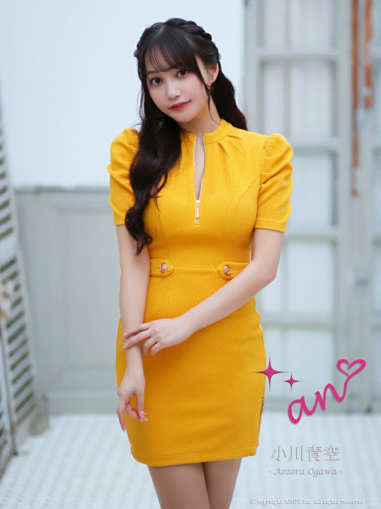 an/アン】セクシーガーリー バックリボン 背中あき パフスリーブ ワン  