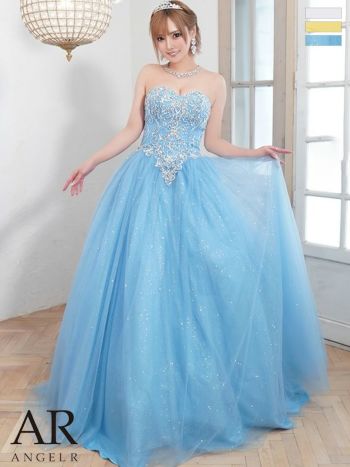 AR エンジェルアール　ロングドレス　バースデードレス　Mサイズ　美品 Angel R/エンジェルアール】レース オフショルダー 長袖
