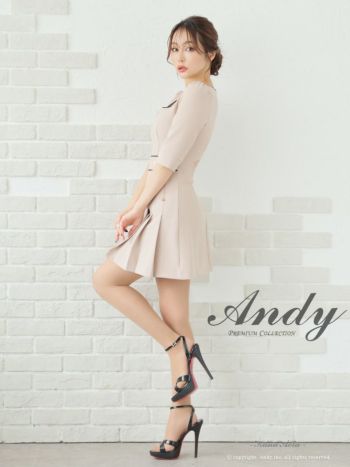 XSサイズあり【ANDY/アンディ】ワンカラー/ 襟付き/ 袖あり/ 七分袖/ ゴールドボタン/ タイト/ ミニドレス/ キャバドレス[OF05] -  キャバドレス専門店 sugar (シュガー)
