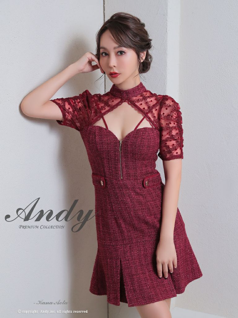 レビュー高評価商品 Andy/アンディ】ツイード フロントジップデザイン レース スーツ・フォーマル・ドレス