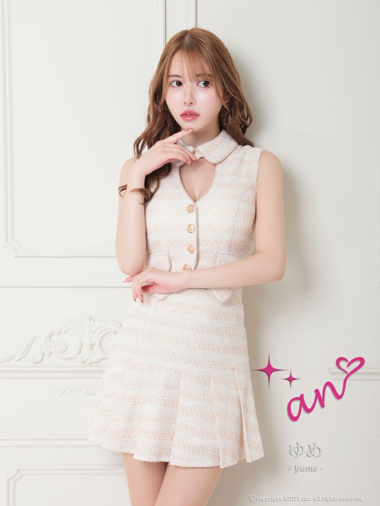 an/アン】セットアップ 襟付き ツイード ジャケット風 フェイク  