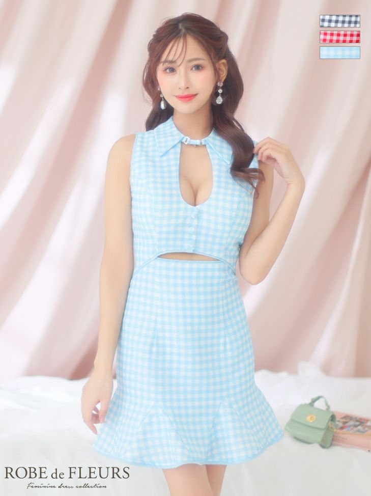 ROBEdeFLEURS/ローブドフルール】ワンピース ギンガム チェック柄  