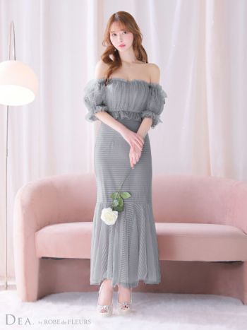 【sugar】【DEA.】チェック/ ワンピース/ ロングドレス/ キャバドレス Lサイズあり【DEA./ディア】チェック/ フリルオフショル/ マーメイド