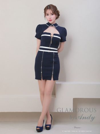 グラマラススタイル GLAMOROUS/グラマラス】ラインデザイン 襟付き ジップデザイン