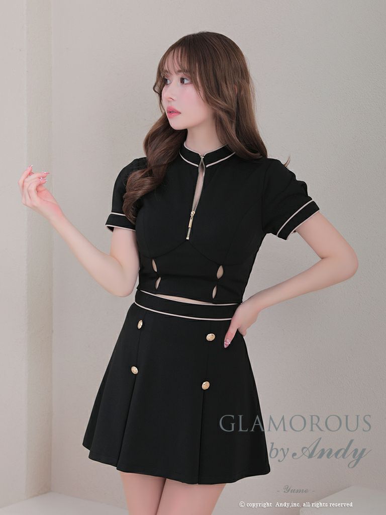 GLAMOROUS/グラマラス】ジップデザイン ゴールドボタン セットアップ 