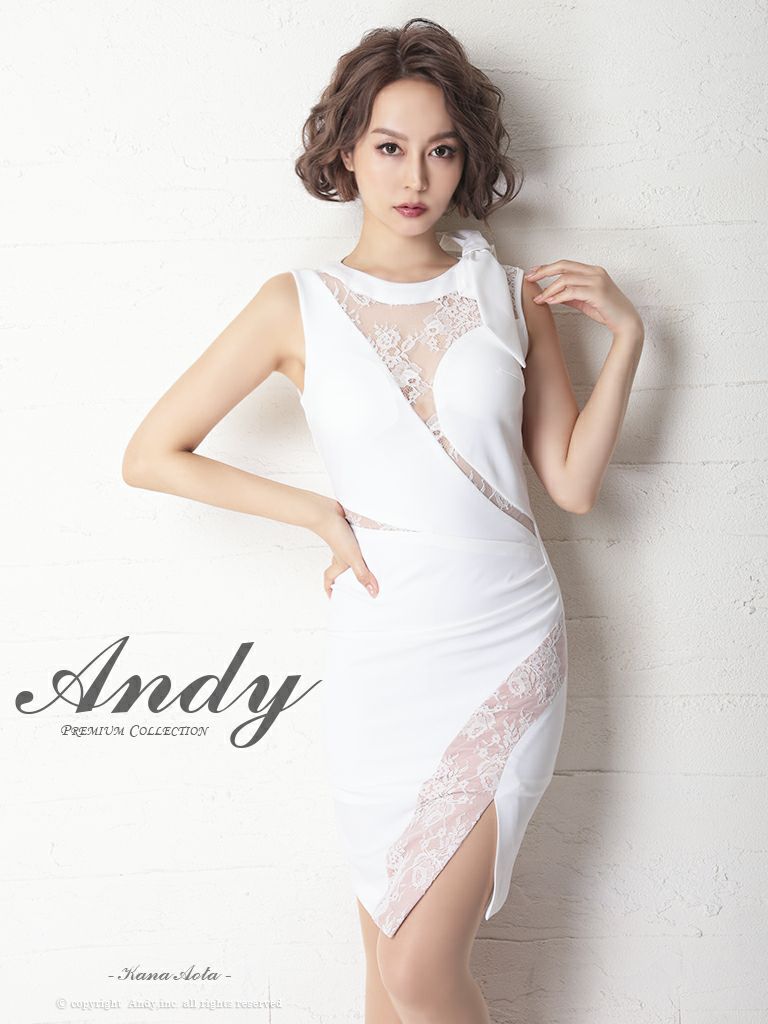 Andy/アンディ】リボン スリット レース カットアウト ノースリーブ 