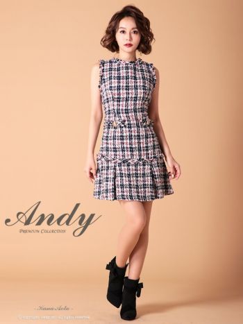 Andy タートルネック ツイードドレス Andy/アンディ】ハイネック チェック柄 ツイード ノースリーブ