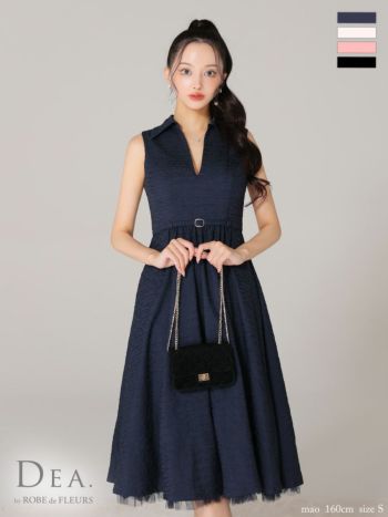 ROBE de FLEURS ローブドフルール 襟付きフレアミディキャバドレス 予約商品/7月下旬発送予定】XSサイズあり【ROBE de FLEURS