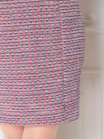 シンプル　フリル袖　襟付き ツイード タイトミニドレス