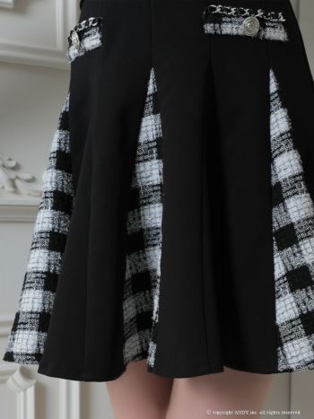 キャバドレス ミニ ドレス an アン ジップデザイン ツイード チェック柄 襟付き ノースリーブ フレアミニドレス
