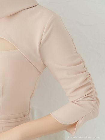 キャバドレス ミニ ドレス Andy アンディワンカラー ジップデザイン 襟付き 袖あり 七分袖 ボタン タイトミニドレス