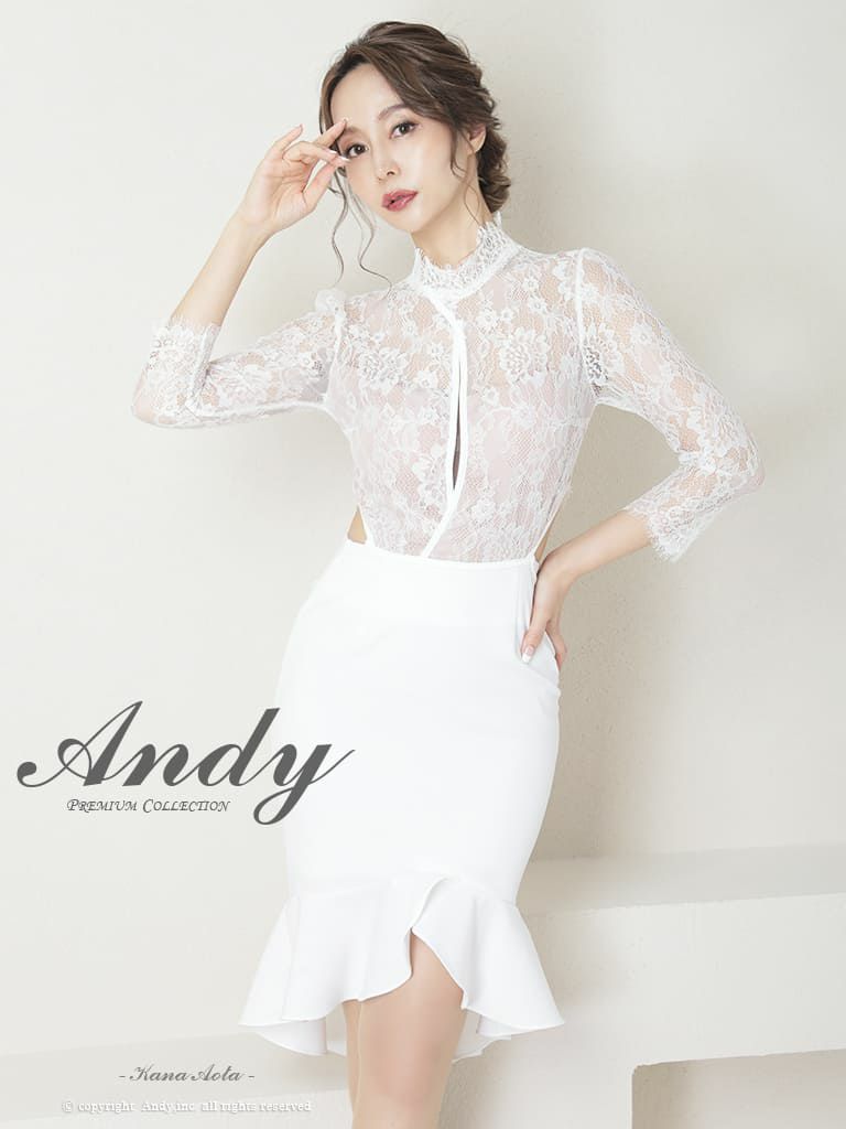 Andy/アンディ】 セクシー 透け感 レース 袖あり フレアミニドレス(AN 