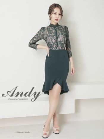 Andy/アンディ】 セクシー 透け感 レース 袖あり フレアミニ