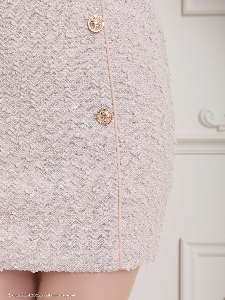 キャバドレス an アン かわいい 半袖 スパンコール 襟付き ボタン タイトミニドレス