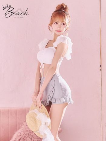 ガーリー バストドロストデザイン ラップスカートフリルビキニ