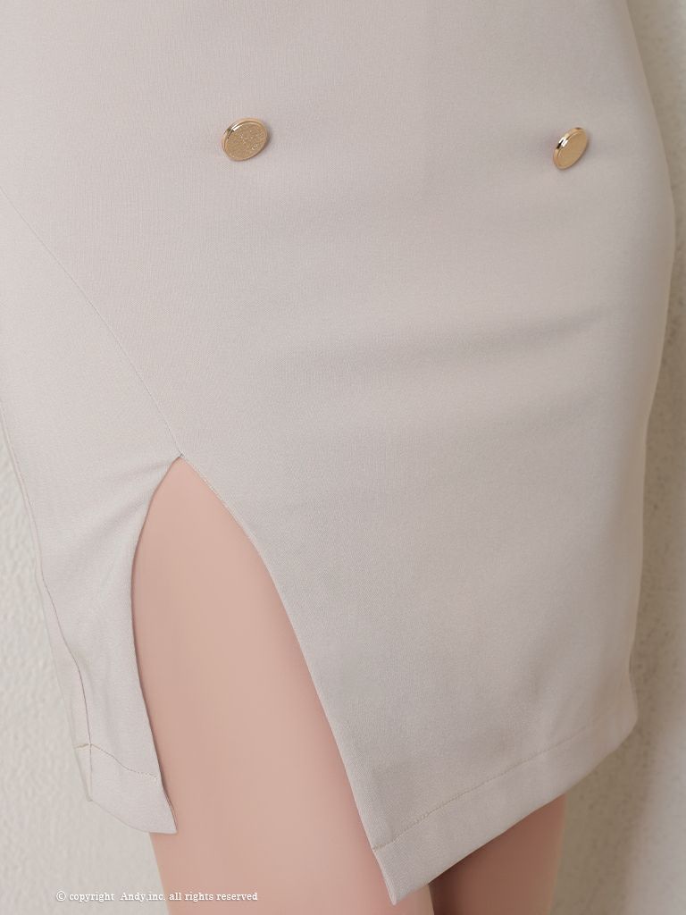 キャバドレス GLAMOROUS グラマラス 2way ジップデザイン 襟付き シンプル 長袖 スリットスリーブ タイトミニドレス