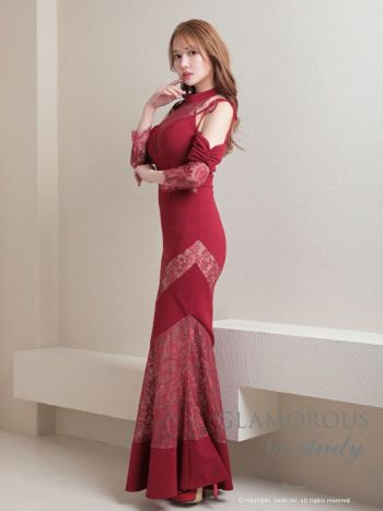 MAC DUGGAL ホルターネックバックトレーン付きロングドレスOlive Dark Green Long Sleeve Satin Bow Draped Column Gown | Mac Duggal