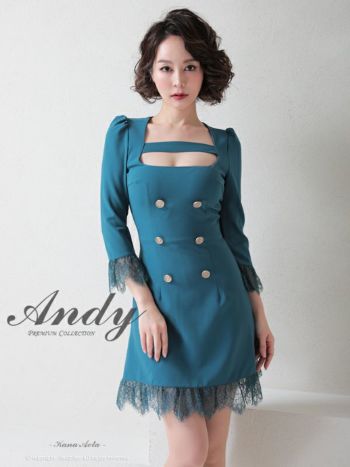 即購入OK Andy 袖ありフレアミニドレス　ホワイトs Andy/アンディ】袖あり カットアウト レース ボタン Aライン