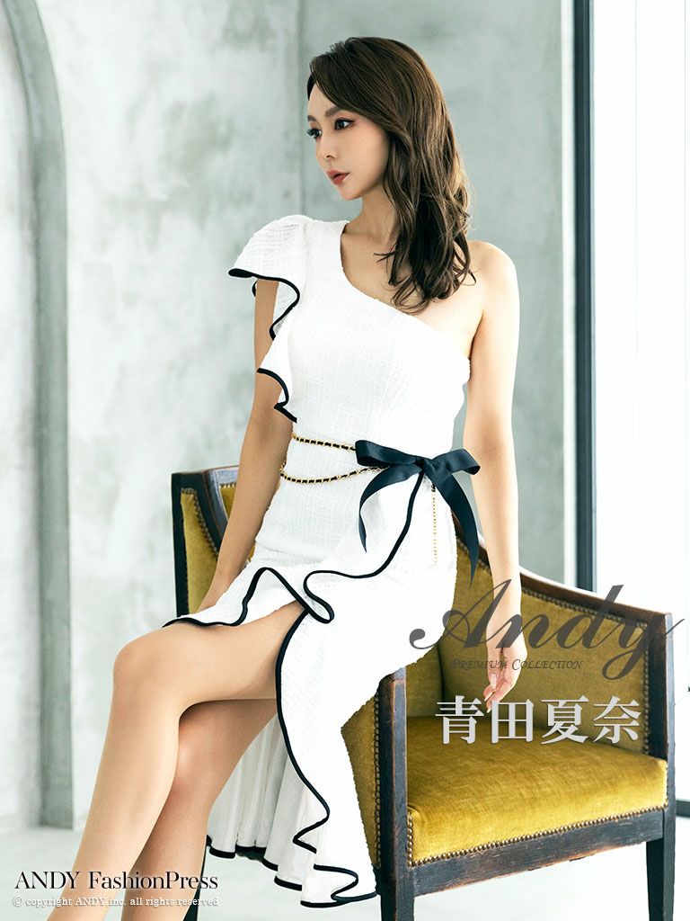 Andy/アンディ】ワンショルダー ツイード アシンメトリー リボンベルト  