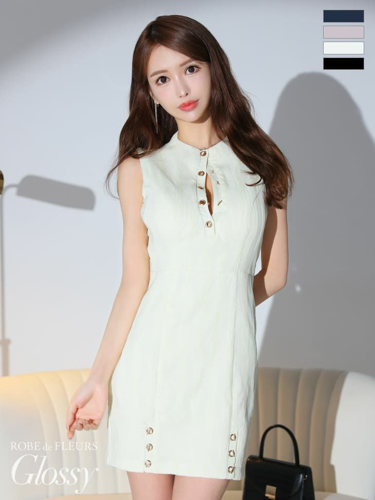 【ROBE de FLEURS Glossy】ノースリーブ タイトミニドレス S ROBE de FLEURS Glossy】 ローブ・ド・フルール グロッシー - sugar