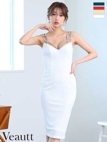 Veautt/ヴュート】バストカット ビジュー ウエストタック ワン