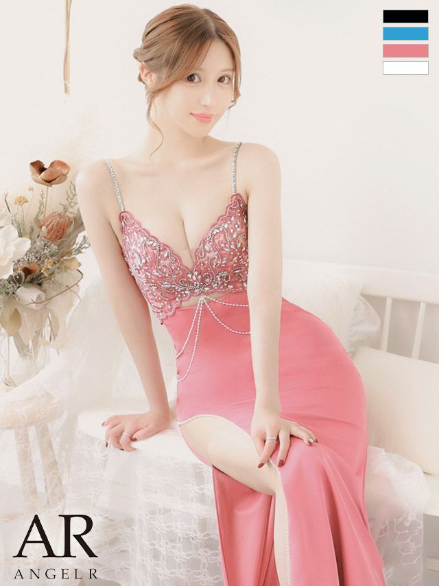 アッパーフラワーメッシュビジュータイトミニドレス S ピンク AngelR  